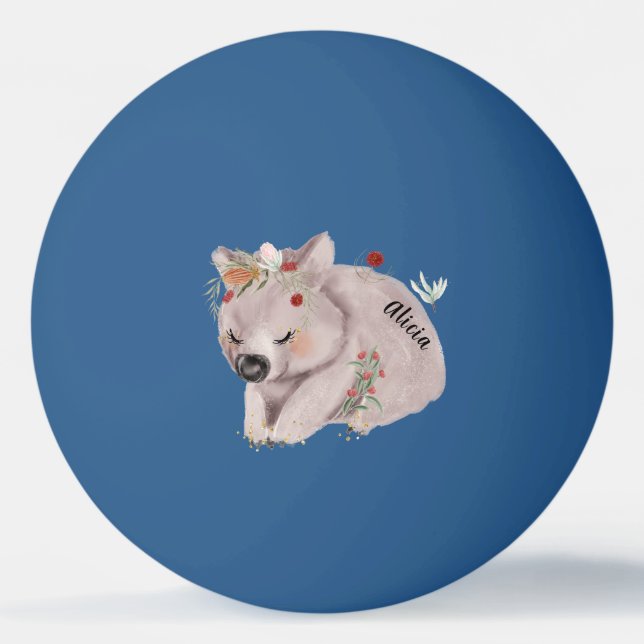 Cute Baby Wombat Guld Speckle CustomPing Pong Boll (Framsidan)