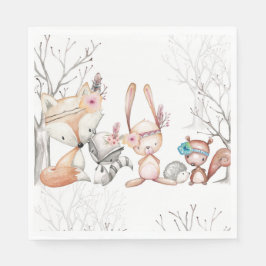 Cute Baby Woodland Animals Fox Bunny Coon Pappersservett