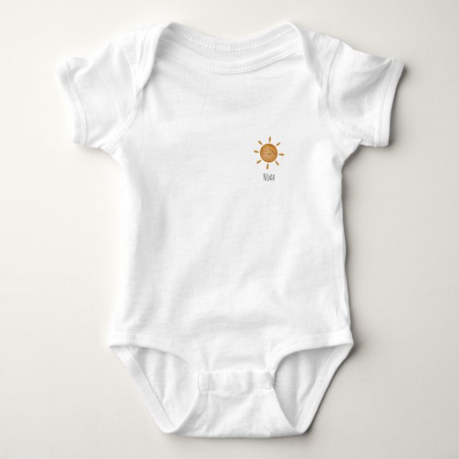 Cute Baby Yellow Sun Sweet Sunshine White Romper T Shirt (Framsida)