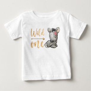 Cute Baby Zebra Blommigt Vild 1 T Shirt
