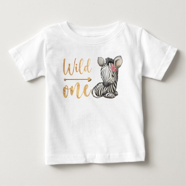 Cute Baby Zebra Blommigt Vild 1 T Shirt (Framsida)