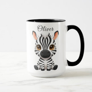 Cute Baby Zebra Cartoon, Personalize Child's Name Mugg