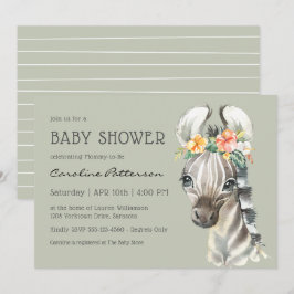 Cute Baby Zebra Kön Neutral babystötare Inbjudningar
