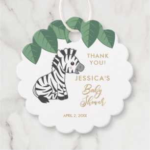Cute baby zebra med djungel löv gåvor etiketter