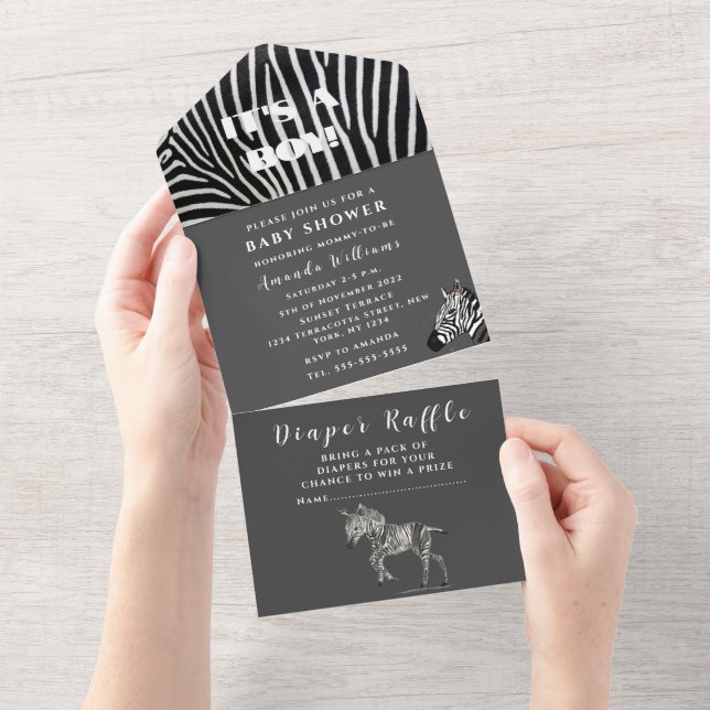 Cute Baby Zebra Safari Jungle Black Watercolor (Avrivbar del)