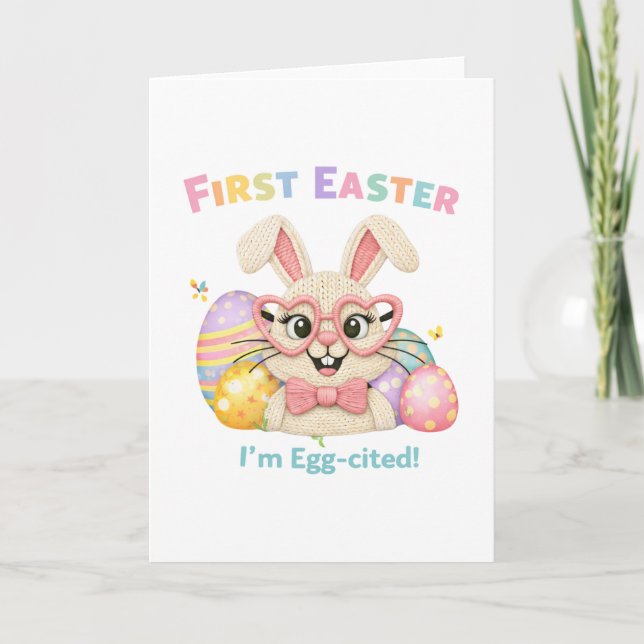 Cute Baby's First Easter Egg-cited Bunny Kort (Framsida)