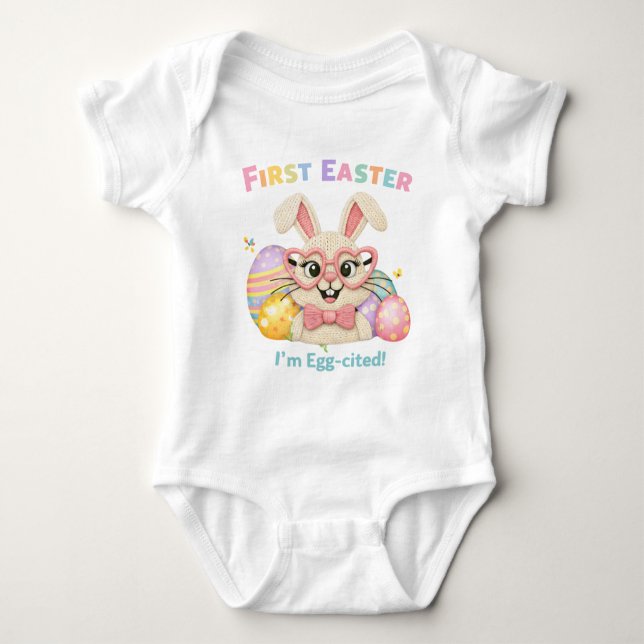 Cute Baby's First Easter Egg-cited Bunny T Shirt (Framsida)