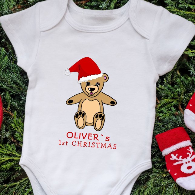 Cute Baby's First jul Nalle Santa Hat T Shirt (Skapare uppladdad)