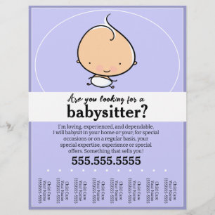 Cute Babysit, dagvård, barnomsorg, tårar lakan Reklamblad