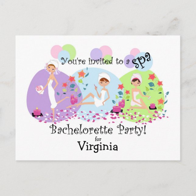 Cute Bachelorette Party Spa Postcard-inbjudningar Inbjudan Vykort (Framsida)
