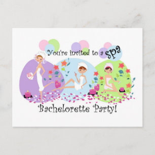Cute Bachelorette Party Spa Postcard-inbjudningar Inbjudan Vykort