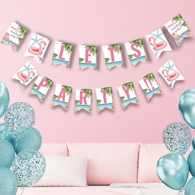 Cute Bachelorette Party Vimplar (Beach Bachelorette Party Bunting Flags)