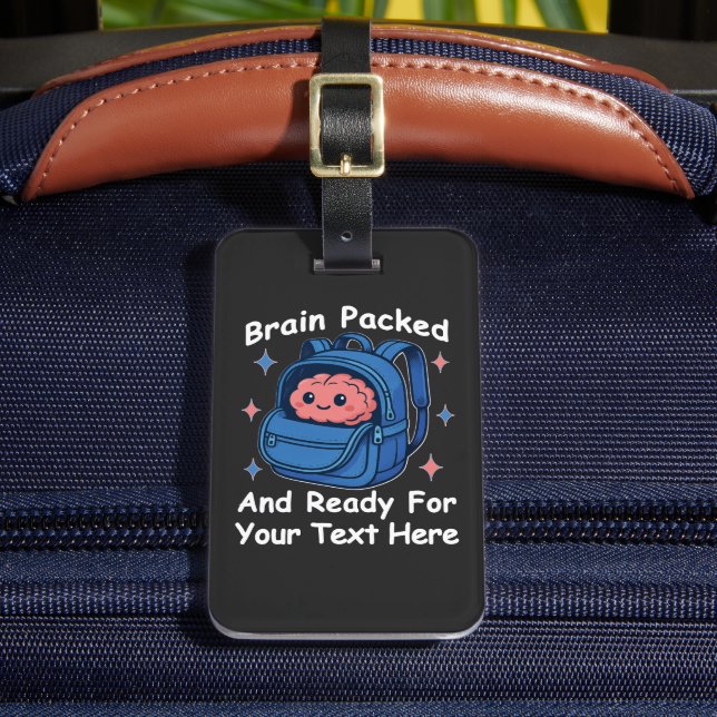 Cute Back-to-School-Anpassadet "Brain Redo" Bagagebricka (Framsida Insitu 2)