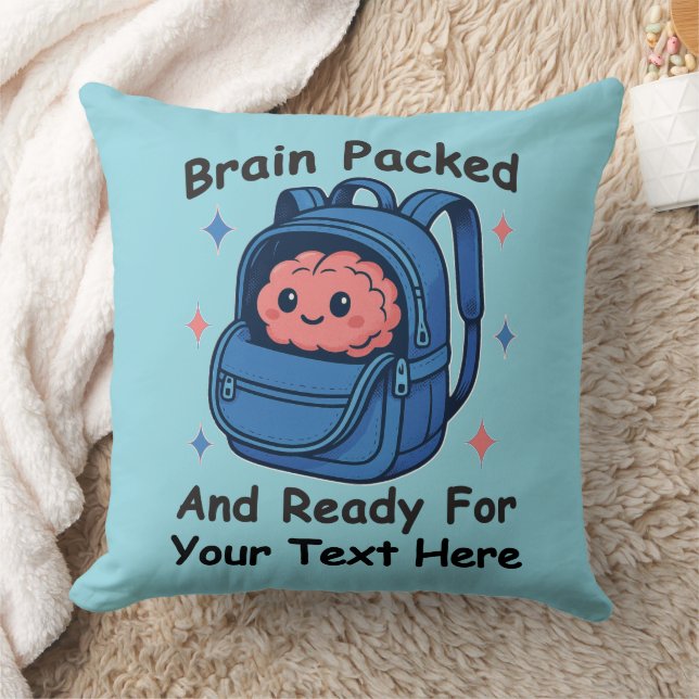Cute Back-to-School Customizable “Brain Ready" Kudde (Filt)
