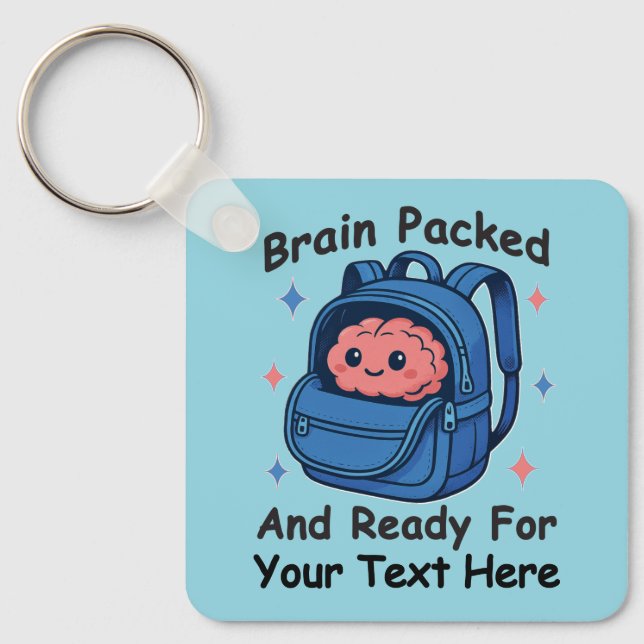 Cute Back-to-School Customizable “Brain Ready" Nyckelring (Framsida)