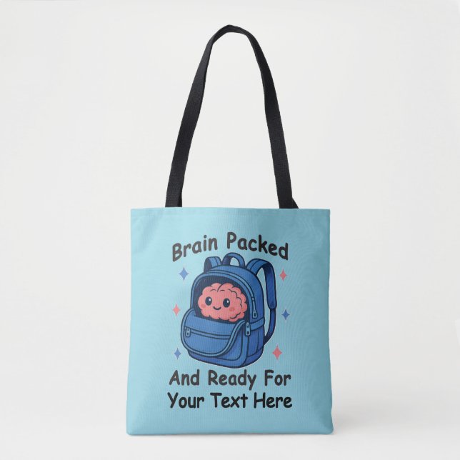 Cute Back-to-School Customizable “Brain Ready" Tygkasse (Framsida)