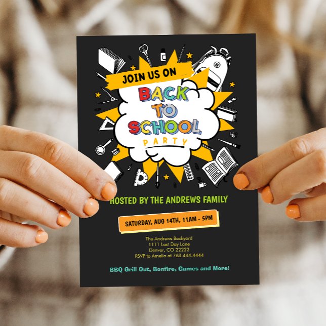 Cute Back to school-familjen Party Inbjudningar (Cute Back to School Family Party Invitation)