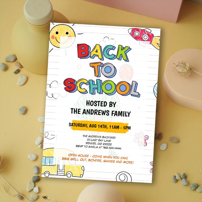 Cute Back to school-familjen Party Inbjudningar (Cute Back to School Family Party Invitation)