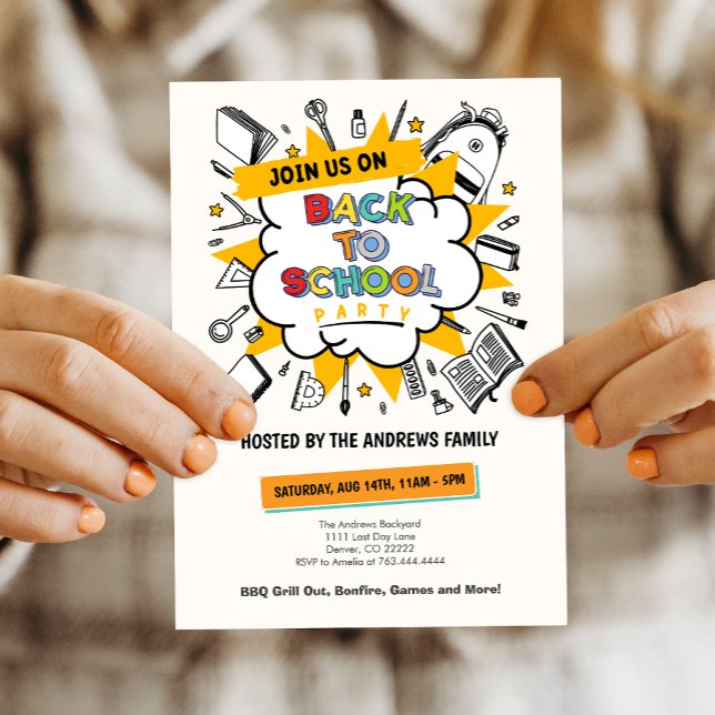 Cute Back to school-familjen Party Inbjudningar (Cute Back to School Family Party Invitation)