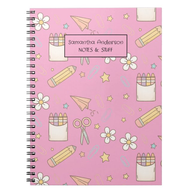 Cute Back to school Mönster | Skolförråd Anteckningsbok (Framsidan)