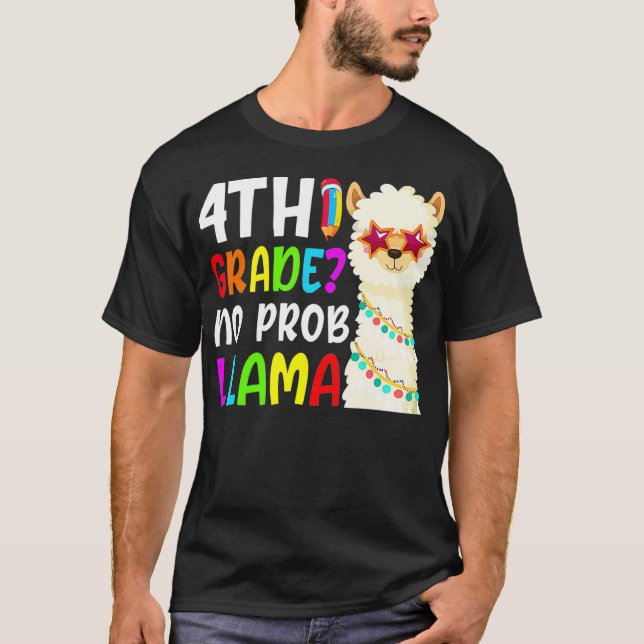 Cute Back to school No ProbLlama Studenter Fjärde  T Shirt (Framsida)