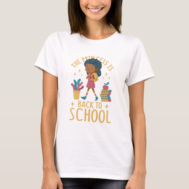 Cute Back to school Princess Girl Girl Illustratio T Shirt (Framsida)