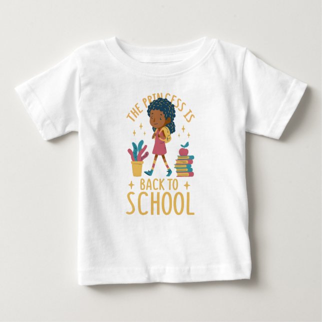 Cute Back to school Princess Girl Girl Illustratio T Shirt (Framsida)