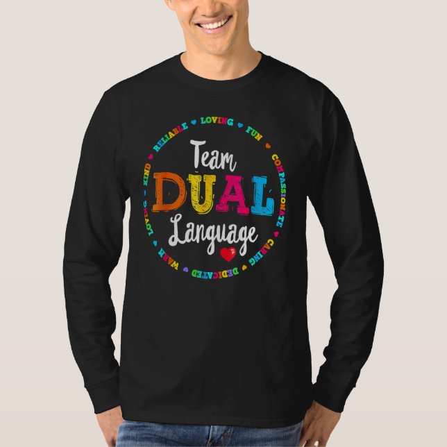 Cute Back To School Squad Team Dual Language Teach T Shirt (Framsida)