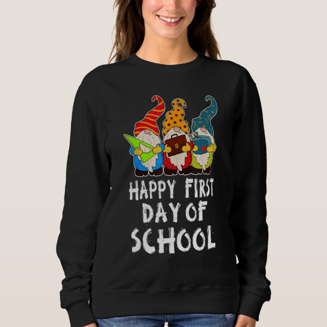 Cute Back to School Teacher Gnome Happy First Day  T Shirt (Framsida)