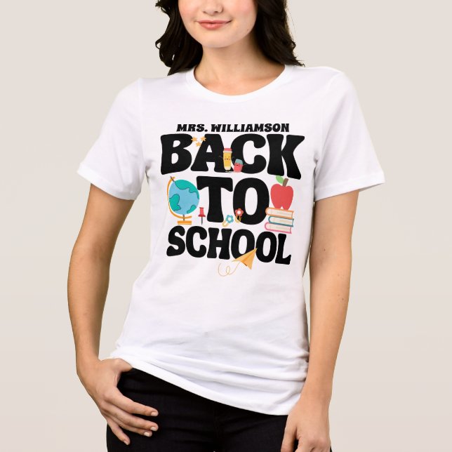 Cute Back To School Teacher T Shirt (Framsida)