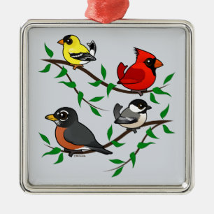 Cute Backyard Birds Julgransprydnad Metall