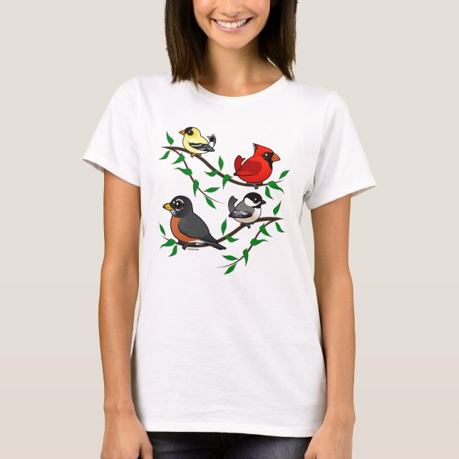 Cute Backyard Birds T Shirt (Framsida)