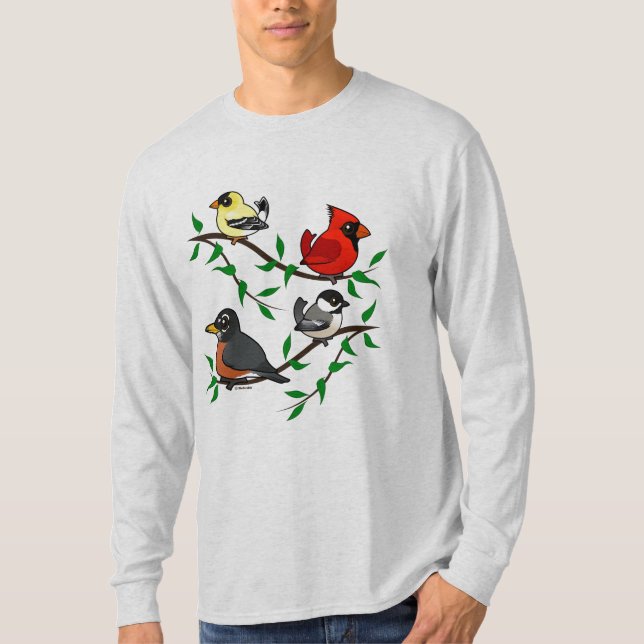 Cute Backyard Birds T Shirt (Framsida)