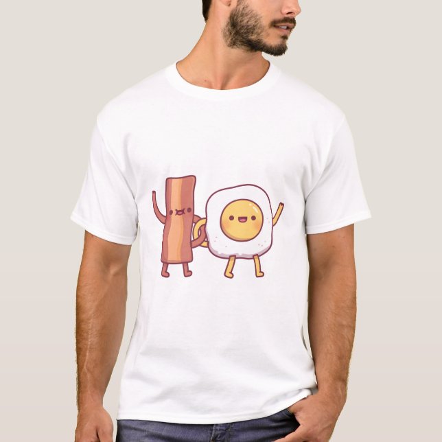 Cute Bacon and Egg Best Friends T Shirt (Framsida)