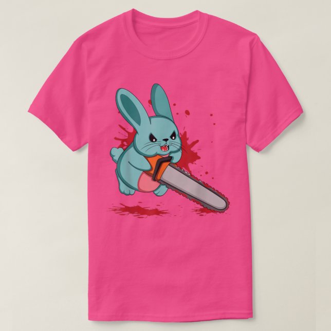 Cute Bad Evil Bunny Scary Saw Rabbit Egg Happy Eas T Shirt (Design framsida)