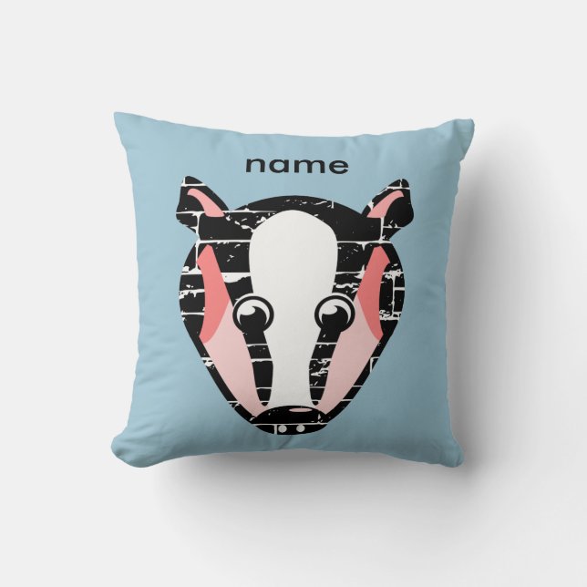 Cute Badger Ansikte Kudde (Framsida)