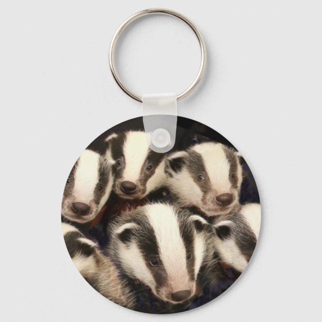 Cute Badger Cubs Nyckelring (Framsida)