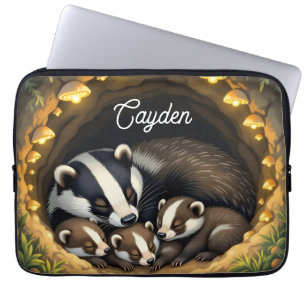 Cute Badger Family Personlig Laptop Fodral