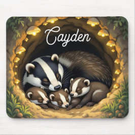 Cute Badger Family Personlig Musmatta