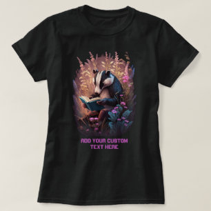Cute Badger Reading a Bok, Badger Älskare T Shirt