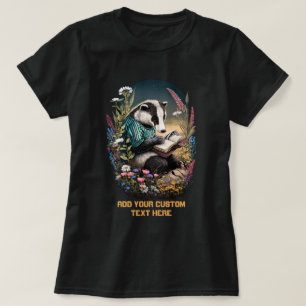 Cute Badger Reading a Bok, Badger Älskare T Shirt