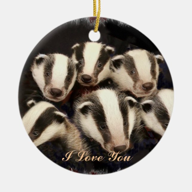 Cute Badger Unge Julgransprydnad Keramik (Framsidan)