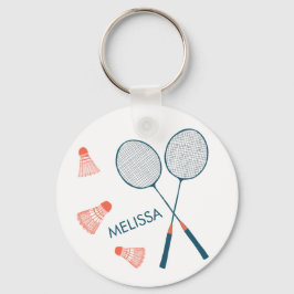Cute Badminton Birdie Racquet ANPASSNINGSBAR Retro Nyckelring
