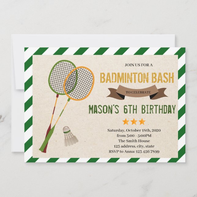 Cute badminton-partiinbjudan inbjudningar (Framsida)