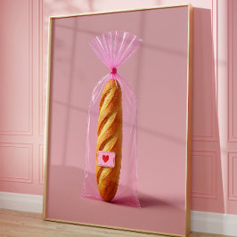 Cute Baguette Art Print, Mysigt Trendig Bread Kitc Poster