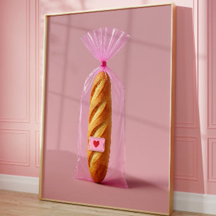Cute Baguette Art Print, Mysigt Trendig Bread Kitc Poster