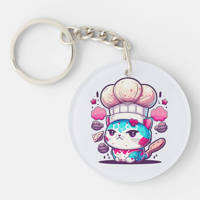 Cute Baker-bakverk Chef Cat Kitten med Bread | (Framsidan)