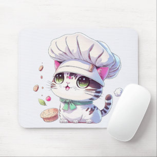 Cute Baker-bakverk Chef Cat Kitten med Bread   Musmatta