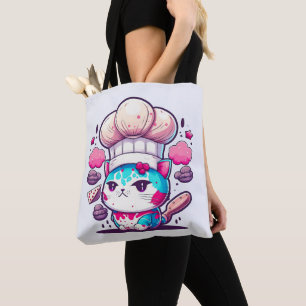 Cute Baker-bakverk Chef Cat Kitten med Bread Tygkasse