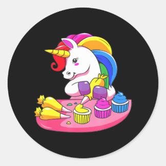 Cute Baker Cake Decorator Baking Unicorn Runt Klistermärke